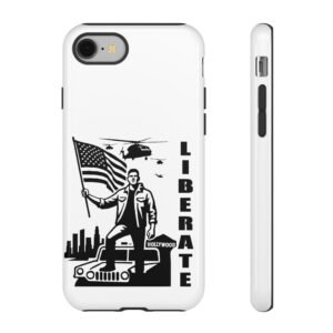 “Liberate” Glossy White Tough Phone Case – Bold Patriotic Design for iPhone, Samsung & Google